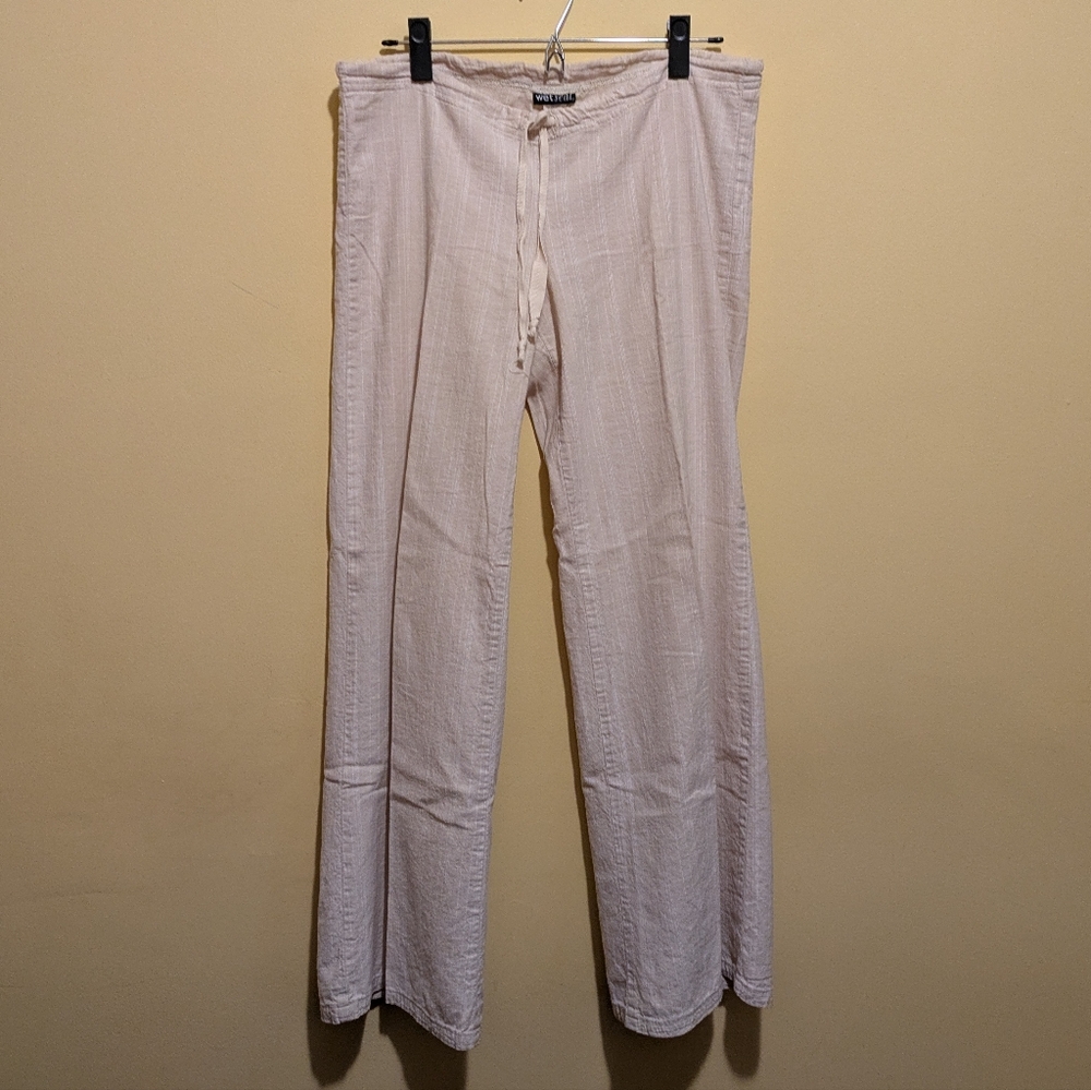 Wet Seal Cream Wide Leg Pants with Drawstring | L